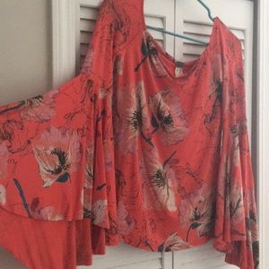 Flowy Sleeves Coral Top